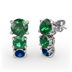 Scala Küpe - Yeşil kuvars ve lab safir 14 ayar beyaz altın küpe #1qyx9bi