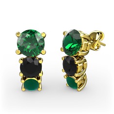 Scala Küpe - Yeşil kuvars, siyah zirkon ve kök zümrüt 925 ayar altın kaplama gümüş küpe #1rb1a2x