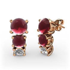 Scala Küpe - Kök yakut ve swarovski 18 ayar rose altın küpe #1t1313