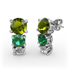 Scala Küpe - Peridot, yeşil kuvars ve swarovski 925 ayar gümüş küpe #1tohhoq