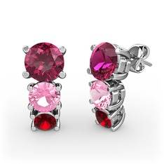 Scala Küpe - Rodolit garnet, pembe kuvars ve garnet 925 ayar gümüş küpe #1u1bfpu