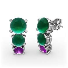 Scala Küpe - Kök zümrüt ve ametist 14 ayar beyaz altın küpe #1wfis3m