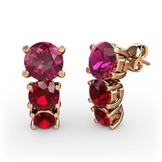 Scala Küpe - Rodolit garnet ve garnet 14 ayar rose altın küpe #1wnk29s