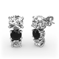Scala Küpe - Swarovski, siyah zirkon ve pırlanta 18 ayar beyaz altın küpe (0.22 karat) #1wsi82r