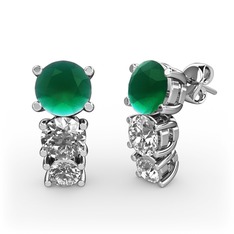 Scala Küpe - Kök zümrüt, pırlanta ve beyaz zirkon 18 ayar beyaz altın küpe (0.48 karat) #1wwr20o