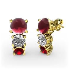 Scala Küpe - Kök yakut, swarovski ve garnet 18 ayar altın küpe #1y1z7an