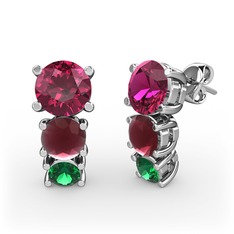 Scala Küpe - Rodolit garnet, kök yakut ve yeşil kuvars 925 ayar gümüş küpe #1y528zo