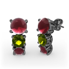 Scala Küpe - Kök yakut ve peridot 925 ayar siyah rodyum kaplama gümüş küpe #1yqc2cn