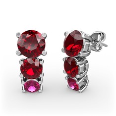 Scala Küpe - Garnet ve rodolit garnet 14 ayar beyaz altın küpe #1yznefn