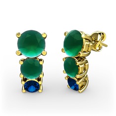 Scala Küpe - Kök zümrüt ve lab safir 18 ayar altın küpe #1z0ukyi