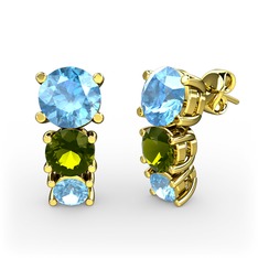 Akuamarin ve peridot 18 ayar altın küpe
