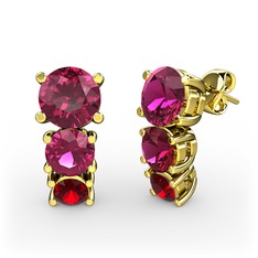 Scala Küpe - Rodolit garnet ve garnet 14 ayar altın küpe #3ckp3p