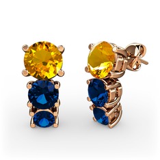 Scala Küpe - Sitrin ve lab safir 18 ayar rose altın küpe #4bxll9