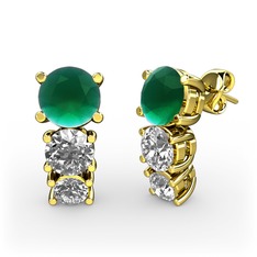 Kök zümrüt ve pırlanta 8 ayar altın küpe (0.7 karat)