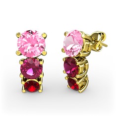 Scala Küpe - Pembe kuvars, rodolit garnet ve garnet 925 ayar altın kaplama gümüş küpe #6k2u9z