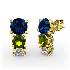 Scala Küpe - Lab safir, peridot ve swarovski 925 ayar altın kaplama gümüş küpe #6ulkdy