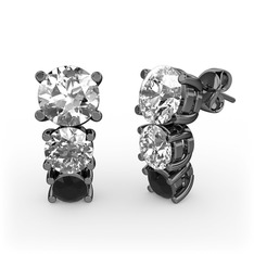 Scala Küpe - Swarovski, beyaz zirkon ve siyah zirkon 925 ayar siyah rodyum kaplama gümüş küpe #6y2x7e