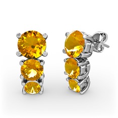 Scala Küpe - Sitrin 8 ayar beyaz altın küpe #88cdls