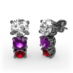 Scala Küpe - Swarovski, ametist ve garnet 925 ayar siyah rodyum kaplama gümüş küpe #8jwhqx