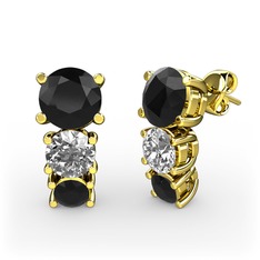 Scala Küpe - Siyah zirkon ve swarovski 925 ayar altın kaplama gümüş küpe #9v7yf0