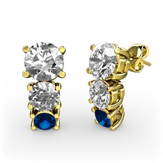 Scala Küpe - Pırlanta ve lab safir 14 ayar altın küpe (1.48 karat) #ao9w0