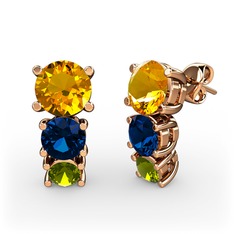 Scala Küpe - Sitrin, lab safir ve peridot 8 ayar rose altın küpe #aug5aw