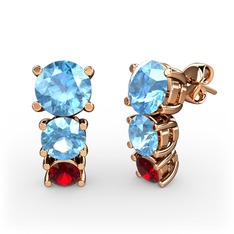 Scala Küpe - Akuamarin ve garnet 8 ayar rose altın küpe #cidmks