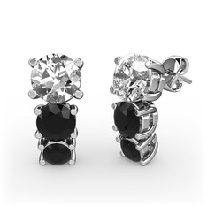 Scala Küpe - Swarovski ve siyah zirkon 14 ayar beyaz altın küpe #dekfac