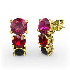 Scala Küpe - Rodolit garnet, garnet ve siyah zirkon 14 ayar altın küpe #ear4pz