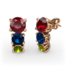 Scala Küpe - Garnet, lab safir ve peridot 8 ayar rose altın küpe #fbxfpw