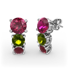 Scala Küpe - Rodolit garnet, peridot ve kök yakut 925 ayar gümüş küpe #fh63hb