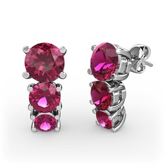 Scala Küpe - Rodolit garnet 8 ayar beyaz altın küpe #fymye