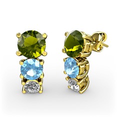 Scala Küpe - Peridot, akuamarin ve swarovski 8 ayar altın küpe #gn8fuf