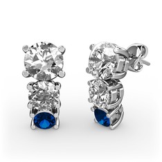 Scala Küpe - Swarovski ve lab safir 18 ayar beyaz altın küpe #gwb8n1