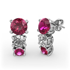 Scala Küpe - Rodolit garnet ve swarovski 8 ayar beyaz altın küpe #hxji7c