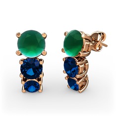 Scala Küpe - Kök zümrüt ve lab safir 18 ayar rose altın küpe #ix5ec