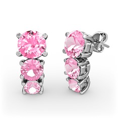 Scala Küpe - Pembe kuvars 8 ayar beyaz altın küpe #ji9f4u