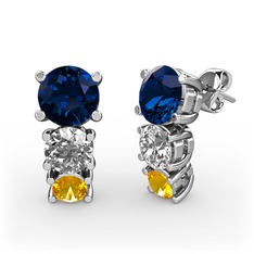 Scala Küpe - Lab safir, pırlanta ve sitrin 8 ayar beyaz altın küpe (0.48 karat) #jwqfw1