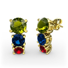 Scala Küpe - Peridot, lab safir ve garnet 8 ayar altın küpe #k24uuv