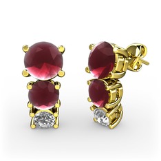 Scala Küpe - Kök yakut ve swarovski 925 ayar altın kaplama gümüş küpe #korjhu