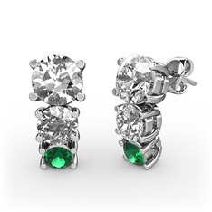 Swarovski, pırlanta ve yeşil kuvars 18 ayar beyaz altın küpe (0.48 karat)