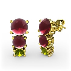 Scala Küpe - Kök yakut ve peridot 925 ayar altın kaplama gümüş küpe #llykx7