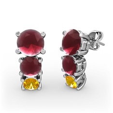 Scala Küpe - Kök yakut ve sitrin 18 ayar beyaz altın küpe #lspvvs