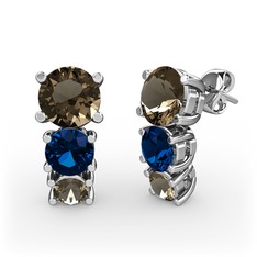 Scala Küpe - Dumanlı kuvars ve lab safir 925 ayar gümüş küpe #lwj3et