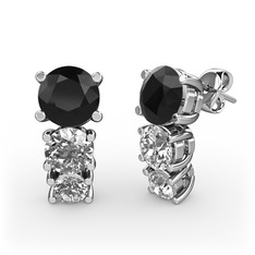 Siyah zirkon ve swarovski 14 ayar beyaz altın küpe