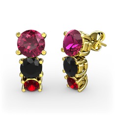 Scala Küpe - Rodolit garnet, siyah zirkon ve garnet 8 ayar altın küpe #mvu4i