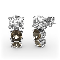 Scala Küpe - Swarovski ve dumanlı kuvars 925 ayar gümüş küpe #nqv7j0