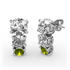 Scala Küpe - Swarovski, beyaz zirkon ve peridot 925 ayar gümüş küpe #onjym2