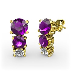 Scala Küpe - Ametist ve beyaz zirkon 8 ayar altın küpe #pbnxoe