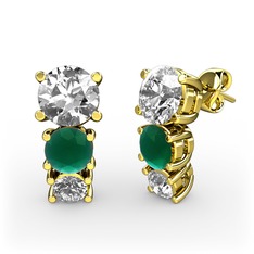 Scala Küpe - Swarovski, kök zümrüt ve pırlanta 925 ayar altın kaplama gümüş küpe (0.22 karat) #pf7bjg
